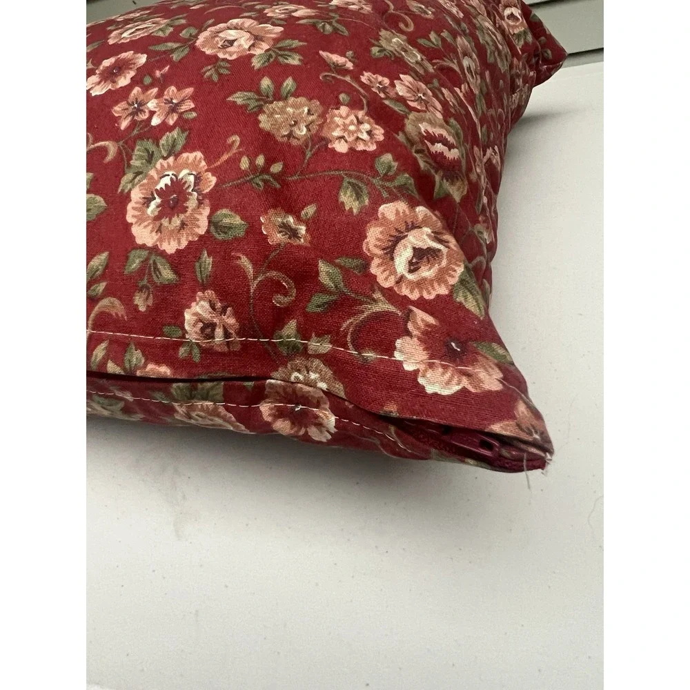Set 2 Handmade Floral Throw Pillows Red Cottage Farmhouse 17